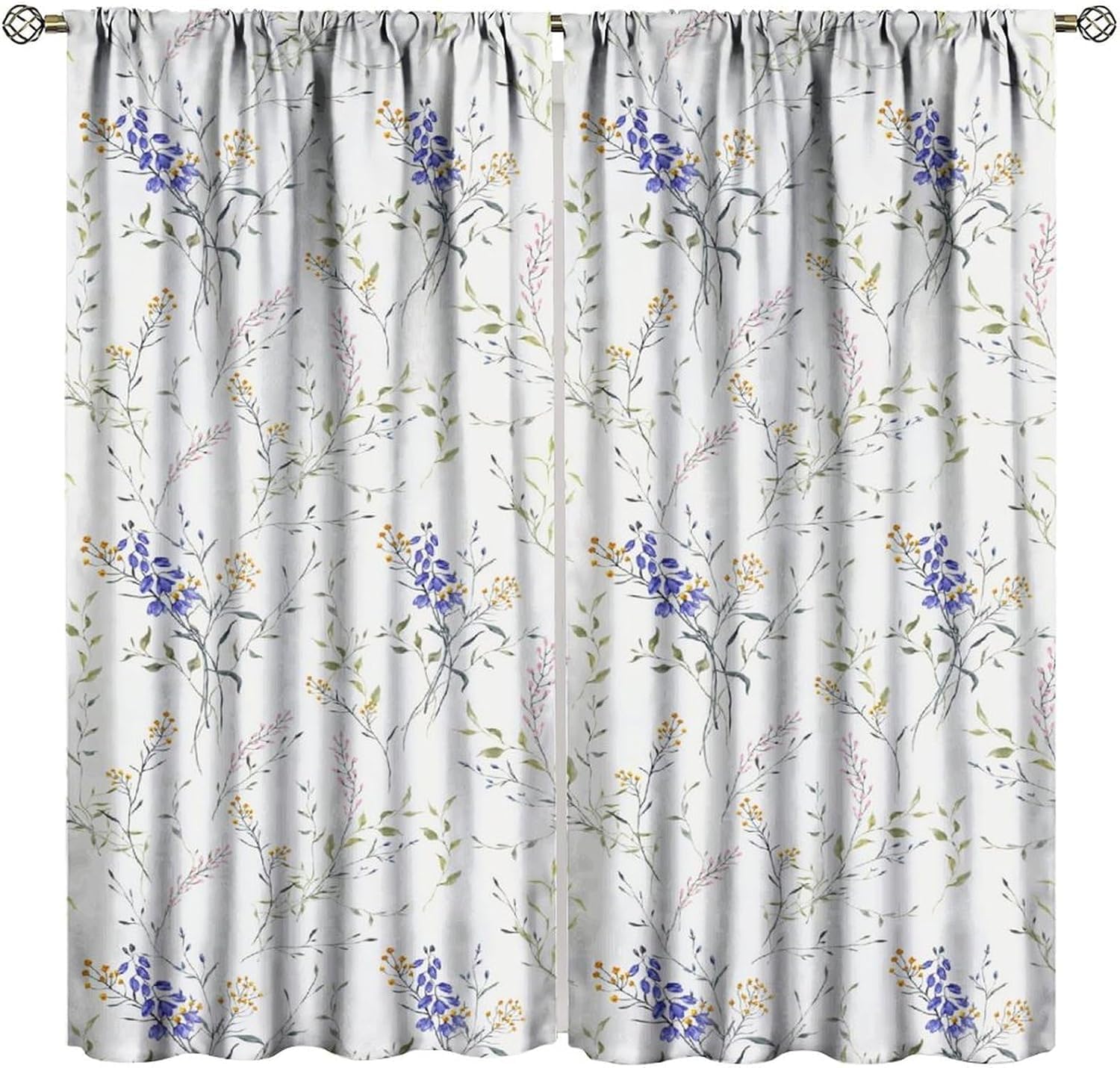 Rideaux occultants haut de gamme 170x200 cm fleurs et plantes
