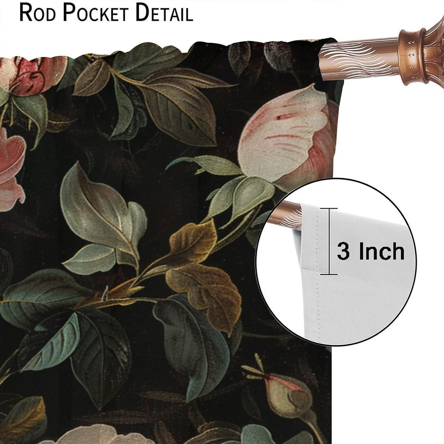 Peony Floral Plants Blackout Curtains for Bedroom Living Room, Rod Pocket Glam Colorful Flower Leaves Curtains Thermal Insulated Window Drapes 2 Panels, Each 31.5W x 72L
