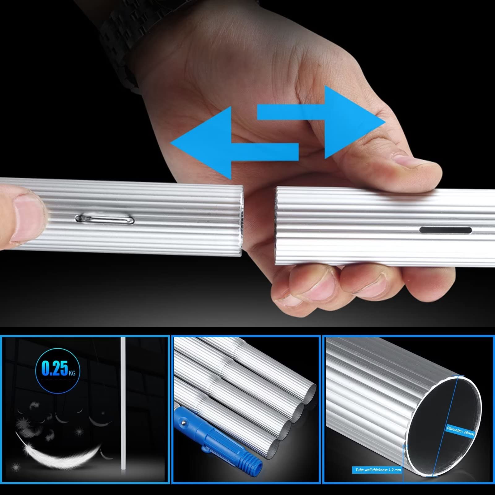 Fed Brush Kit - Barra limpiadora de ventanas de 30 pies con cabezal de cepillo de 50 cm, ideal para limpieza de paneles solares, sistema eficiente de alimentación de manguera para un brillo sin rayas