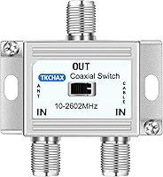 TKCHAX 2-Way Coaxial A/B Switch 10-2602MHz RG6/RG59 Compatible for HDTV Satellite TV Antenna Nickel Plated