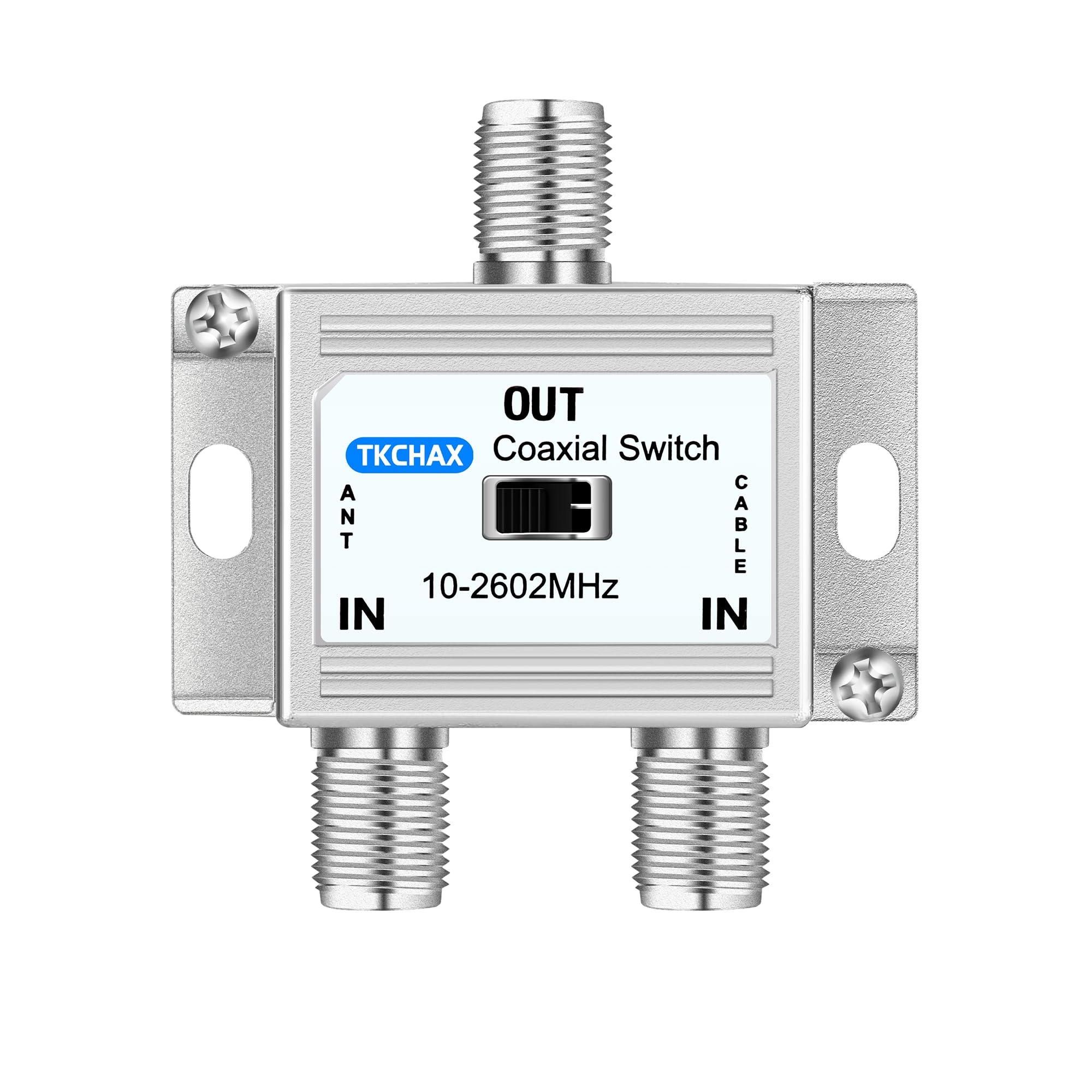TKCHAX 2 Way Coaxial Cable AB Switch 10-2602MHz with Nickel Plated Connectors,RG59 RG6 Compatible,Work with HDTV, Satellite TV,Antenna System and Video Games
