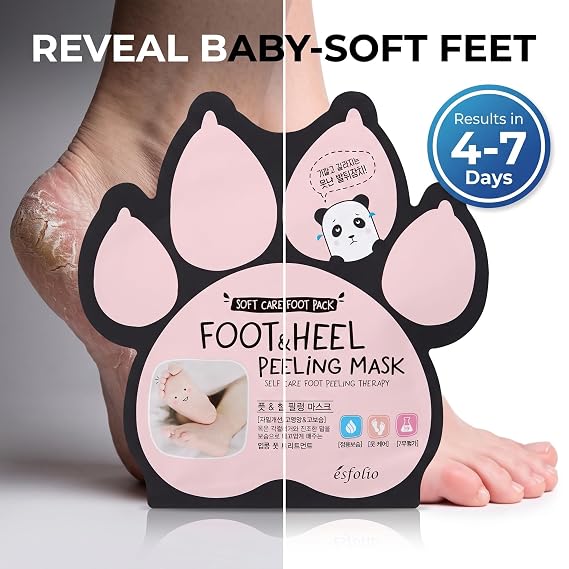 Esfolio made in Korea Foot & Heel Peeling Mask 1 Pair, Exfoliating Foot Mask Socks for Dry and Rough Feet, Moisturizing Foot Care Treatment with Botanical Extracts, Korean Foot Care