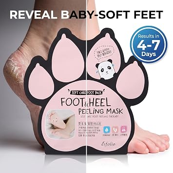 Esfolio made in Korea Foot & Heel Peeling Mask 1 Pair, Exfoliating Foot Mask Socks for Dry and Rough Feet, Moisturizing Foot Care Treatment with Botanical Extracts, Korean Foot Care