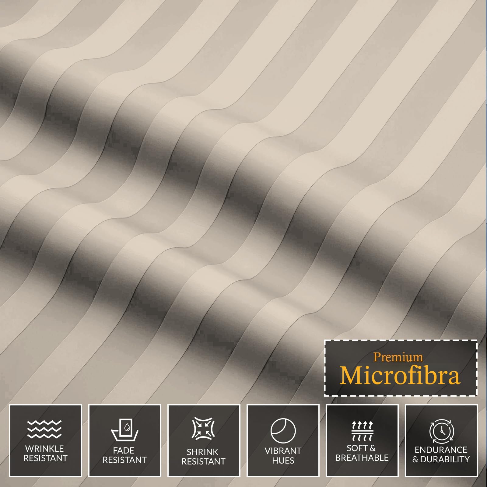 Pamposh Set copripiumino king size a righe satinate, qualità alberghiera, biancheria da letto ipoallergenica ultra morbida in microfibra
