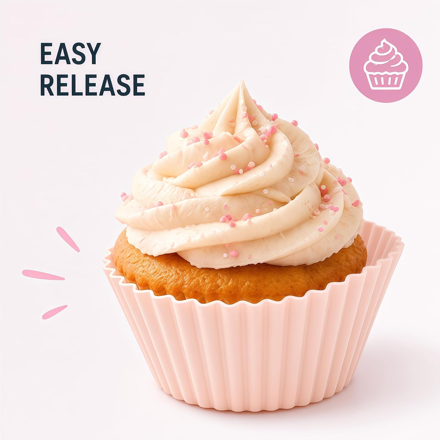 24Pk Silicone Muffin Cups - Cupcake Liners - Kitchen-Reusable-Baking-Cups-Non-Stick-Cupcake-Standard