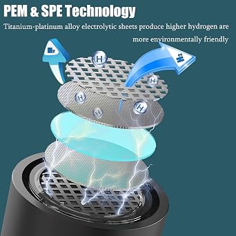 Hydrogen Water Bottle Hydrogen content ≥6000ppb Portable Hydrogen Water Generator with PEM & SPE Technology 400ml Portable Hydrogen Water Generator Maker, Rich Hydrogen Water Cup (Silver)