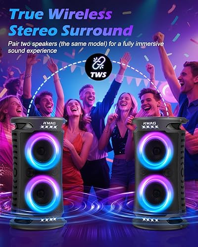 Miniatura 6 de Altavoz Bluetooth grande, pico de 260 W, potente sonido fuerte con graves profundos, tiempo de reproducción de 15 horas, carga rápida, TWS, luces