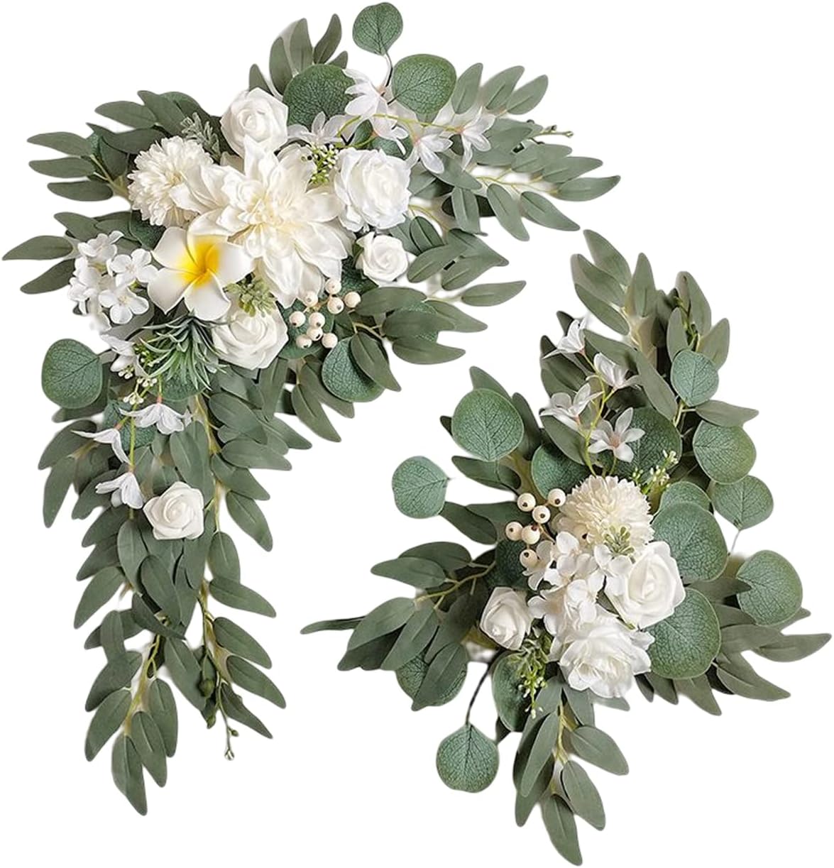 Wnvivi Wedding Arch Flowers,2Pcs Artificial Peony Floral Swag Decor,Arch Flower Arrangement Set for Reception Backdrop,Ceremony Sign Decor-Yellow