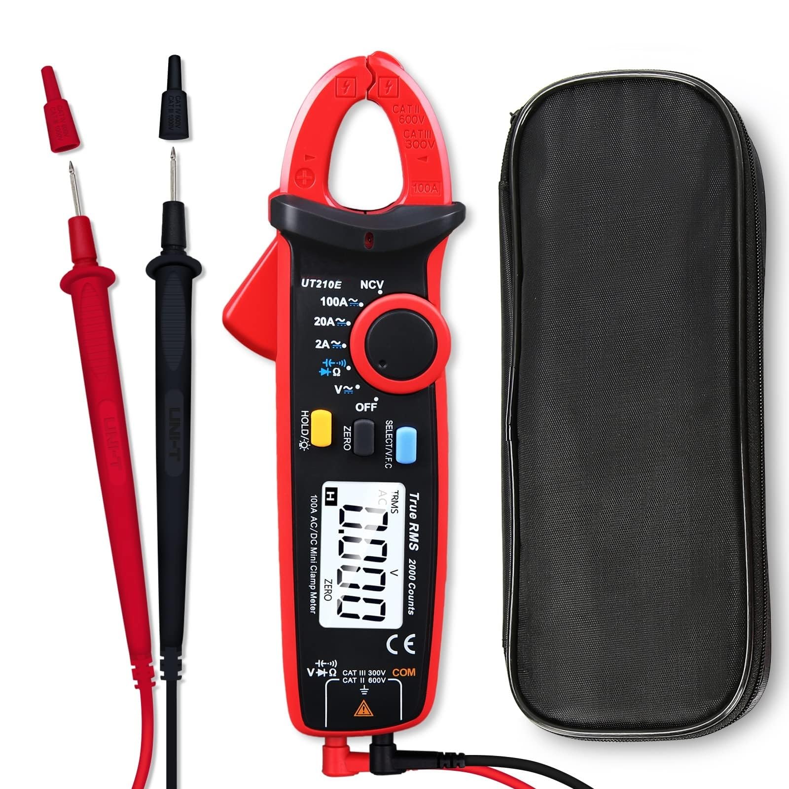 UT210e Digital Clamp Meter AC DC Amp Meter Clamp Multimeter True RMS 2000 Counts Voltmeter Continuity Tester Capacitor HVAC Tool Multi Tester
