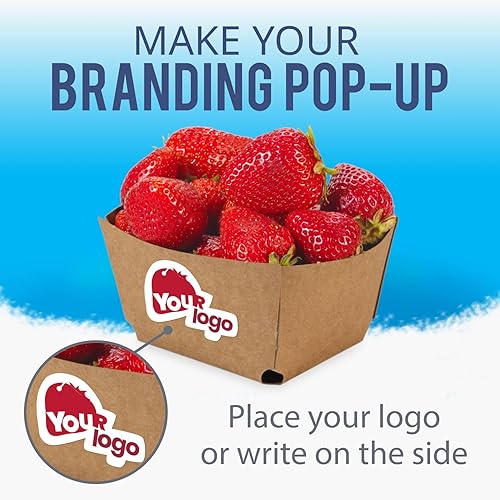 Miniatura 5 de IDL Packaging Cesta de bayas de pinta, marrón (paquete de 500), recipientes de cartón fuertes y seguros para alimentos para congelar o almacenar