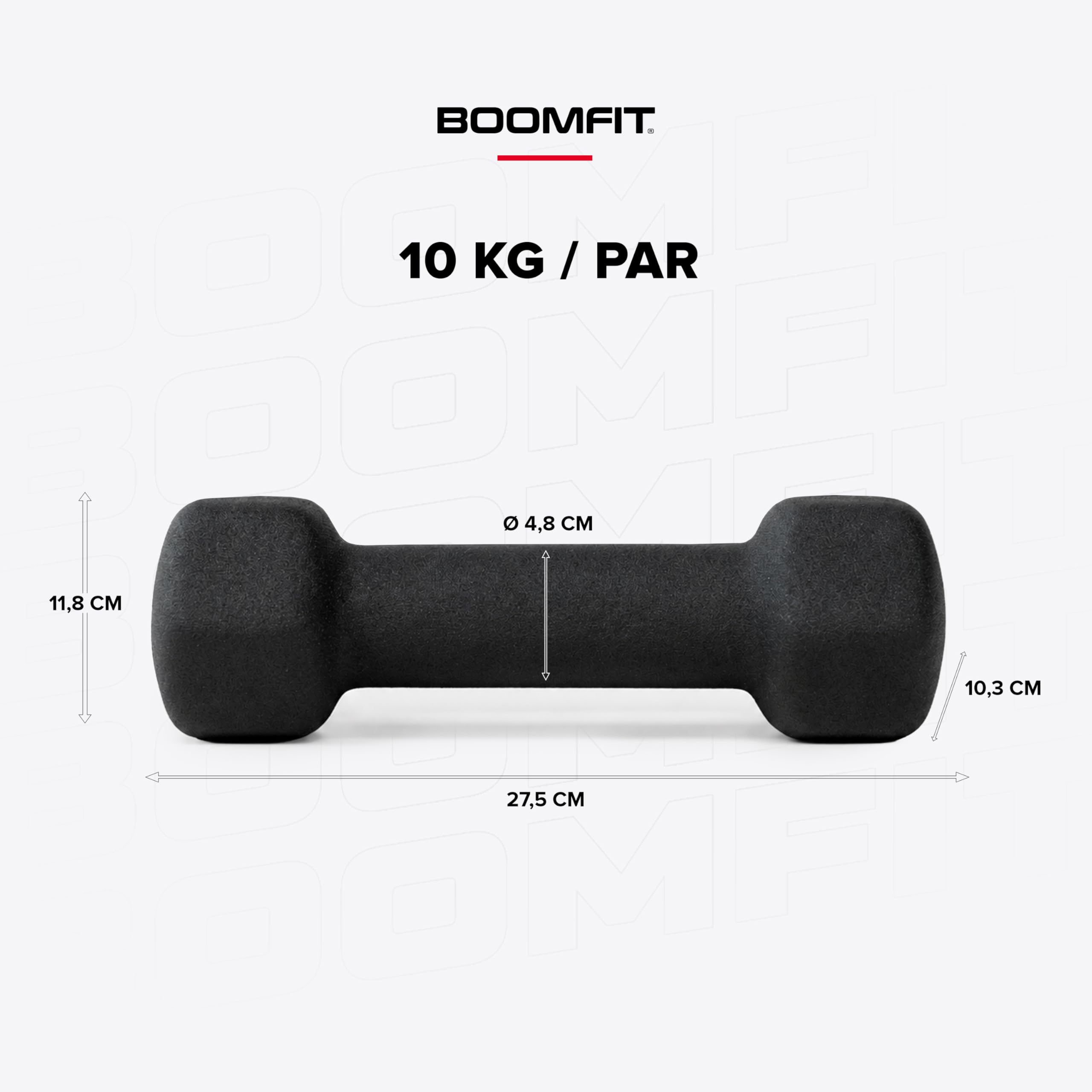 BOOMFIT Mancuernas Hexagonales de Neopreno (Par) | Tacto Cálido Antideslizante y Suelos Protegidos | Tonifica Brazos en Casa con Pilates Yoga Aerobic | Ideal Mujer Iniciación Fisioterapia