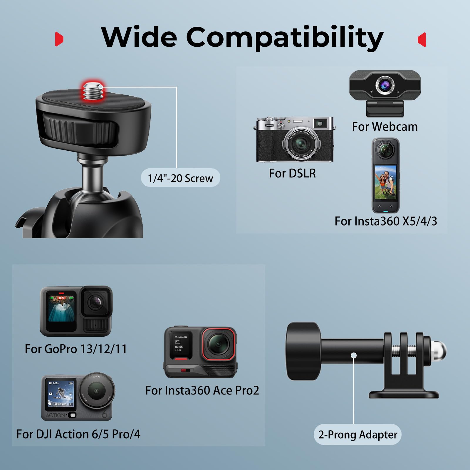 SMALLRIG Przenośny mini statyw stołowy, statyw stołowy w kształcie karabińczyka z głowicą kulową 360°, śrubą 1/4"-20 do lustrzanek, aparatów, telefonów - 5285B