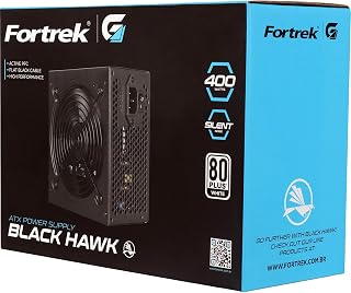 Fonte Gamer ATX 400W PFC Ativo Black Hawk 80 Plus Fortrek