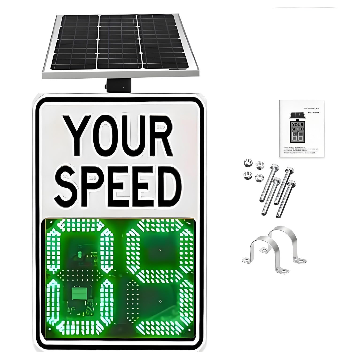 CelyToe Solar Radar Speed Warning Sign,Weatherproof Traffic Safety Sign White-20 * 28in