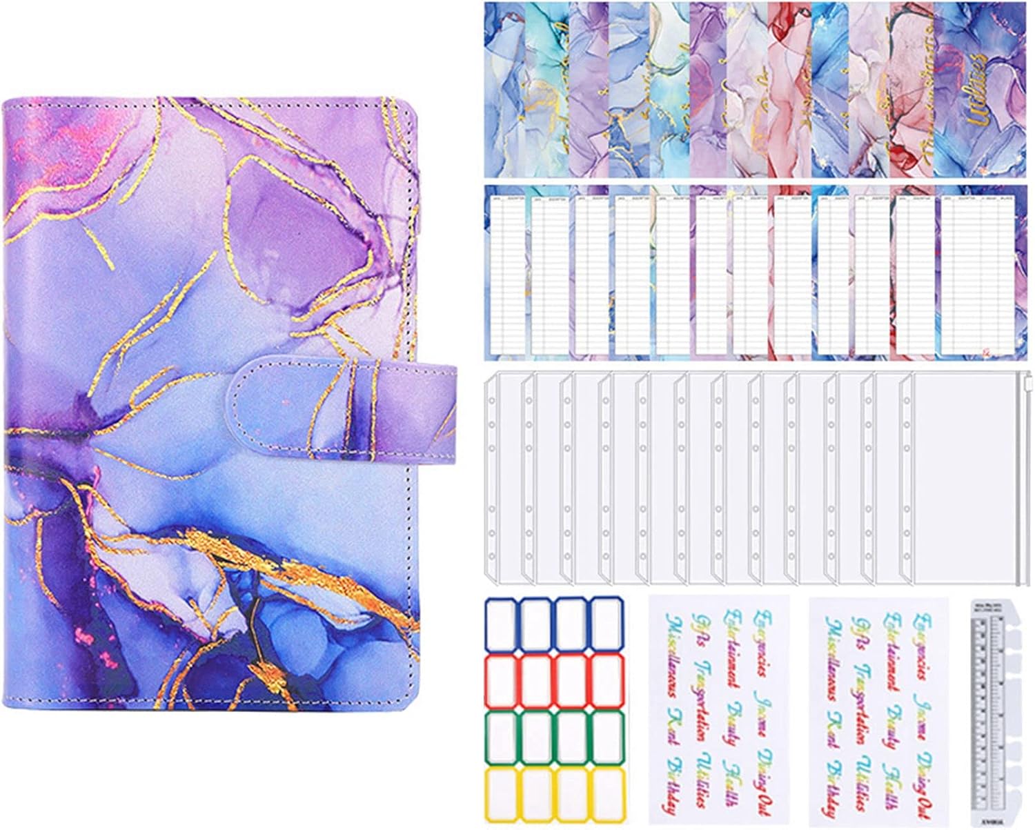 A6 Budget Binder Marbled Budget Binder Organizer,pu6 Hole Loose-Leaf Book Cash Budget,Money Saving Binder for Budgeting Budget Binder,Budget Binder with Cash Envelopes Cash Envelopes for : Office Products