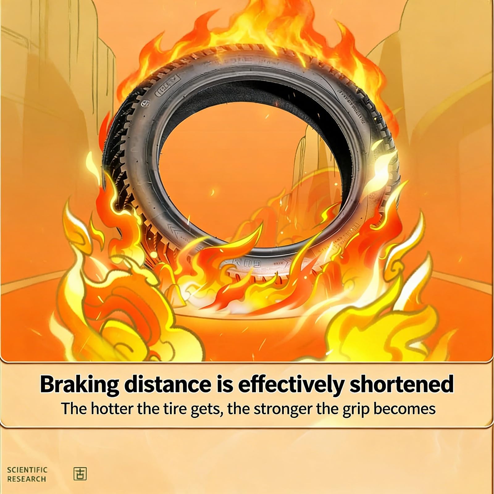 90/80-12 Pneumatico Tubeless, Design Antiscivolo ad Alta Aderenza, 90/80/12 Resistente ai Fori, Composto Semi-Hot Melt for Bicicletta Elettrici, Motorini e E-Bike, Compatibile Anteriore e Posteriore