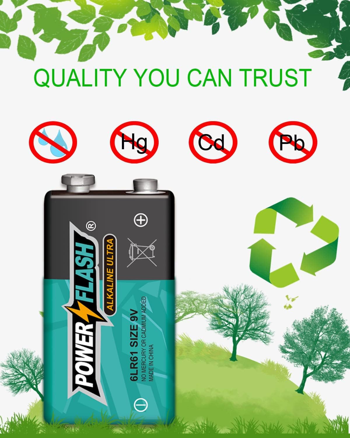 9V Batteries with Fresh Date - 12 Industrial Pack - Ultra Long Lasting All Purpose 9 Volt Battery