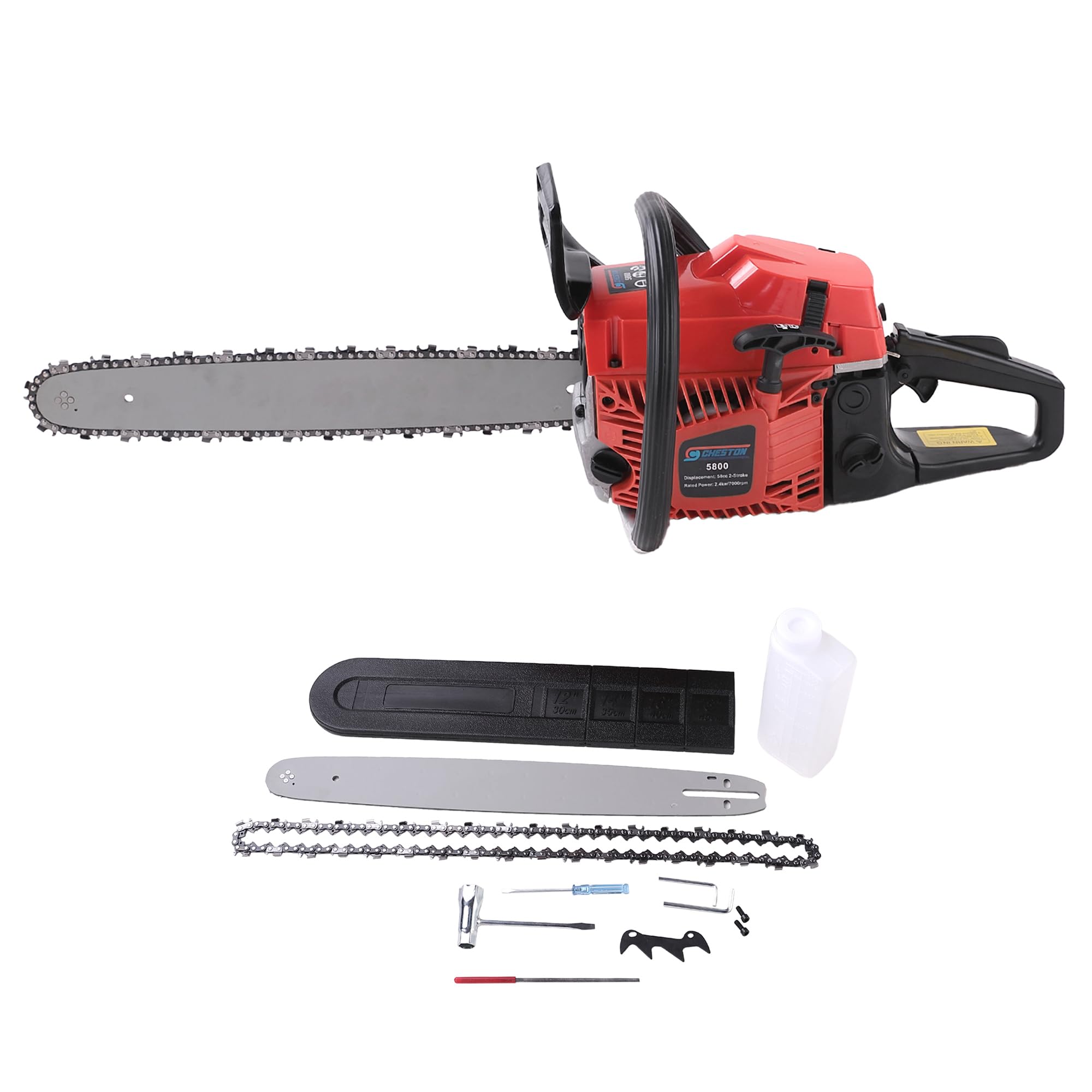 Cheston18-inch 58 CC Petrol Chainsaw Machine with 2.4KW/3.2hp Power | 7000 RPM | Wood Cutter Machine with Automatic Oiler System with Tool Kit for Farm, Garden & Home (Red) (B0D5DFW64D) Amazon Price History, Amazon Price Tracker