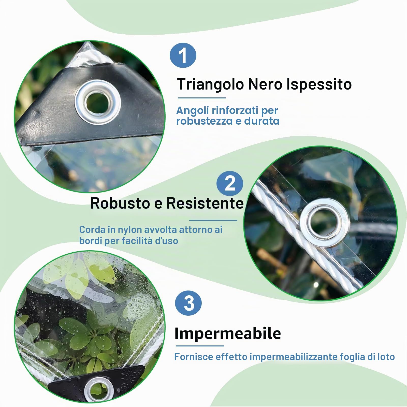 Telo Impermeabile per Esterno, 2.4x4m/7.9x13.1ft PVC Antipioggia Telone con Rinforzato Occhielli, Tarpaulin Copertura per Esterni Balcone della Finestra