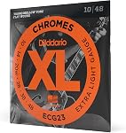 D'Addario ECG23 Chaînes de guitare électrique à bande plate Chromes - Lumière supplémentaire 10-48