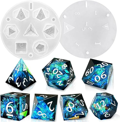RESINWORLD Moldes de dados poliédricos de borde afilado, moldes de resina para juegos de mesa, moldes de silicona para hacer dados de resina