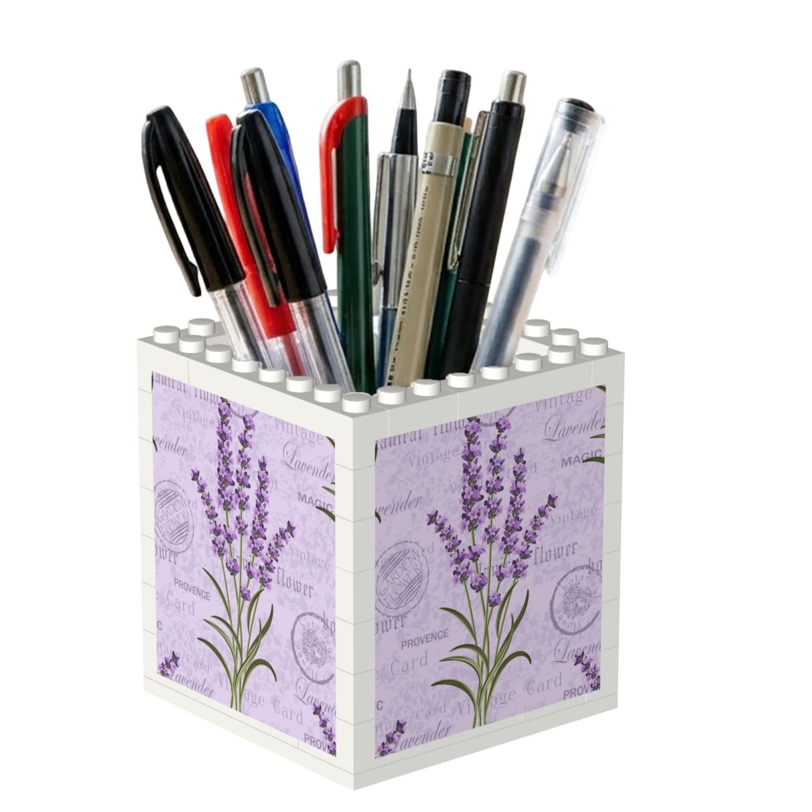 Poadnly Lavender Stamp, Pen Pot Pencil Holder for Office Home School, Compact Desk Organiser for Office Stationery