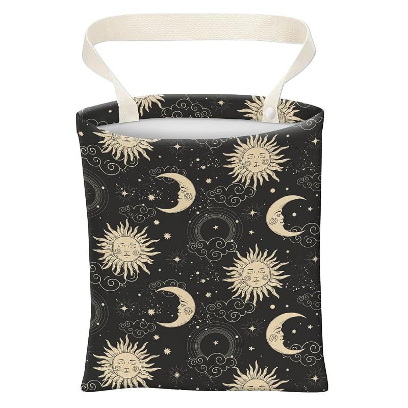 Lixeira automotiva suspensa e bolsa organizadora de 5 L ABUIFDK Gold Celestial Moon