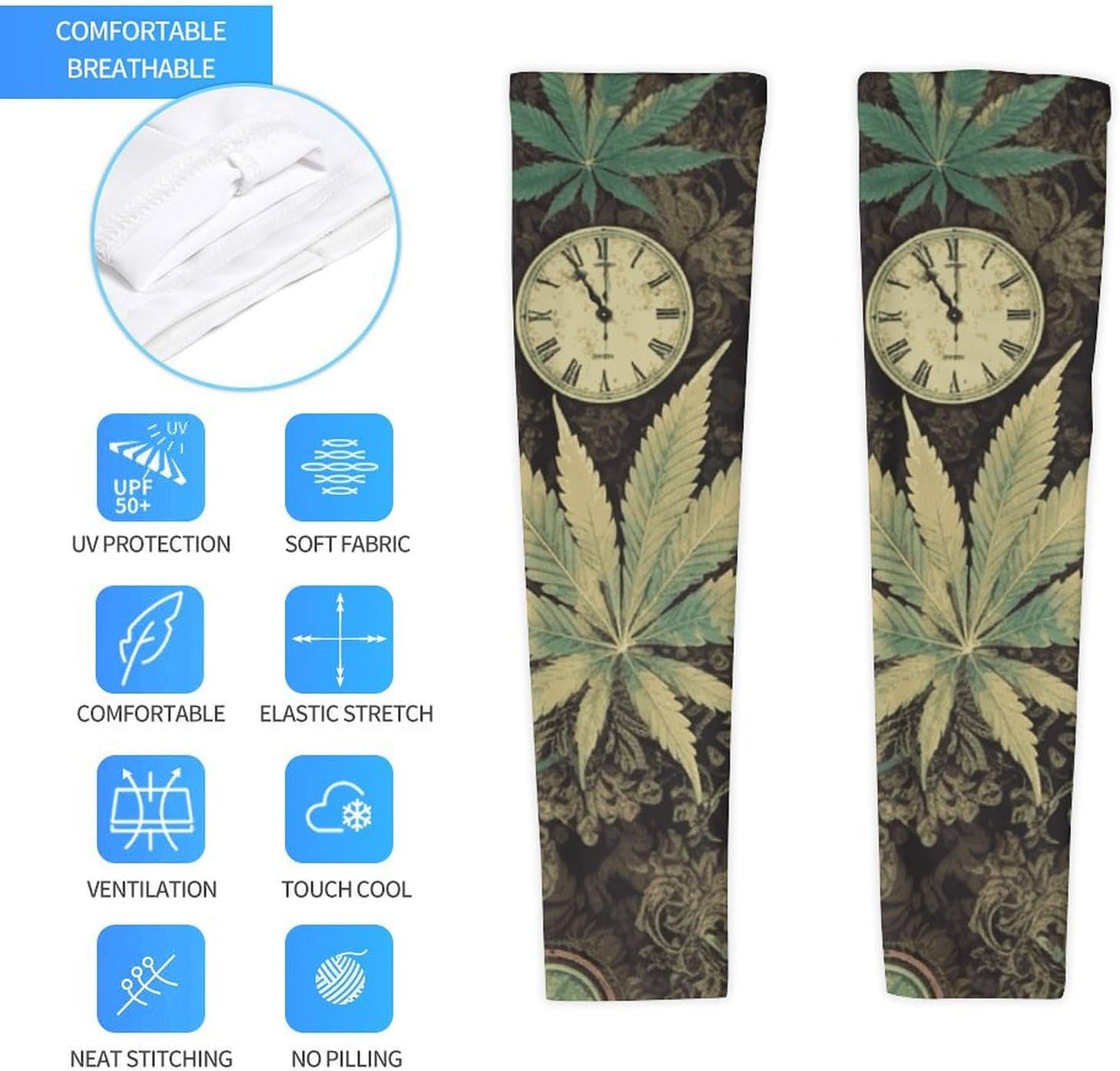 UV Sun Protection Cooling Arm Sleeves XX-Large (xx_l), Compression, Soft | A Puff in Time Weed Marijuana Arm Covers for Sport, Breathable, Tattoo Cover Up, Portable Arm Brace for Women Men