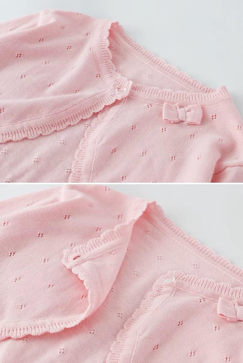 Baby Girls Cardigan Sweater Bolero Shrugs Toddler Kids Knitted Long Sleeve Button Closure Cropped Dress Up Jacket Tops - Image 4