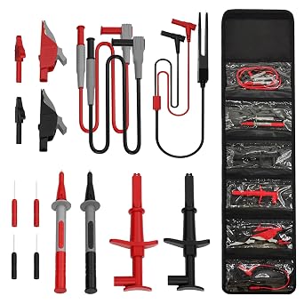 Multimeter Test Lead Kit for Professional Electrical Testing with Alligator Clip, Test Hook, Test Probe, Tweezers CAT III, Fluke/AstroAI/INNOVA Multimeter, Clamp Meter