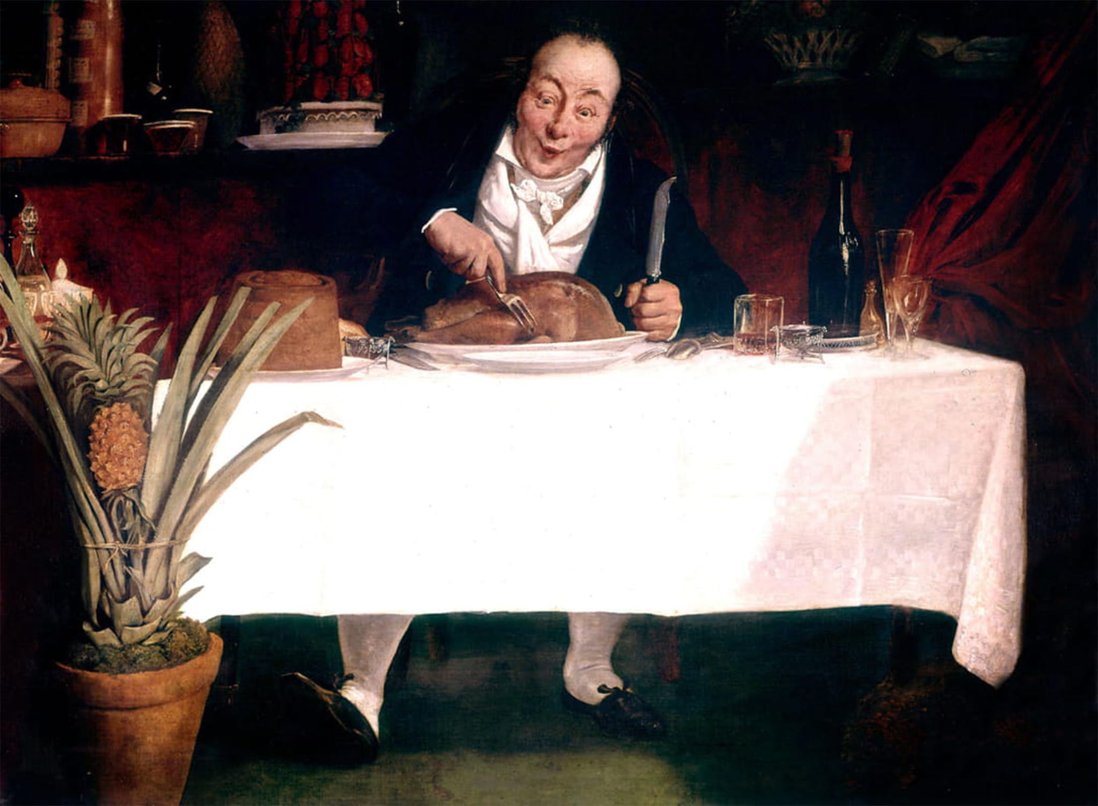 ARTXLXXBN Famous Prints Artwork Pictures Poster Painting Art the Gourmand Man Eating Turkey by Louis Leopold Boilly Artwork Landscape Pictures for Home Decor 60x90cm