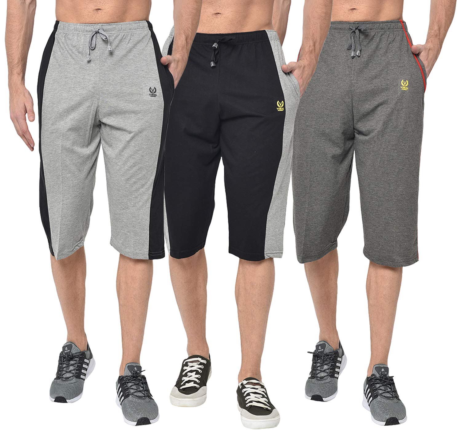 mack jonney Cotton Blended Regular Fit Three Fourth Capri for Men(Pack of 3)-picture-55