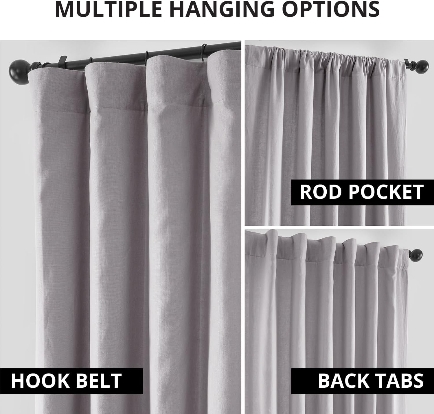HPD Half Price Drapes French Linen Curtains 108 Inches Long Room Darkening Curtains for Bedroom & Living Room 50 X 108, (1 Panel), Earl Grey