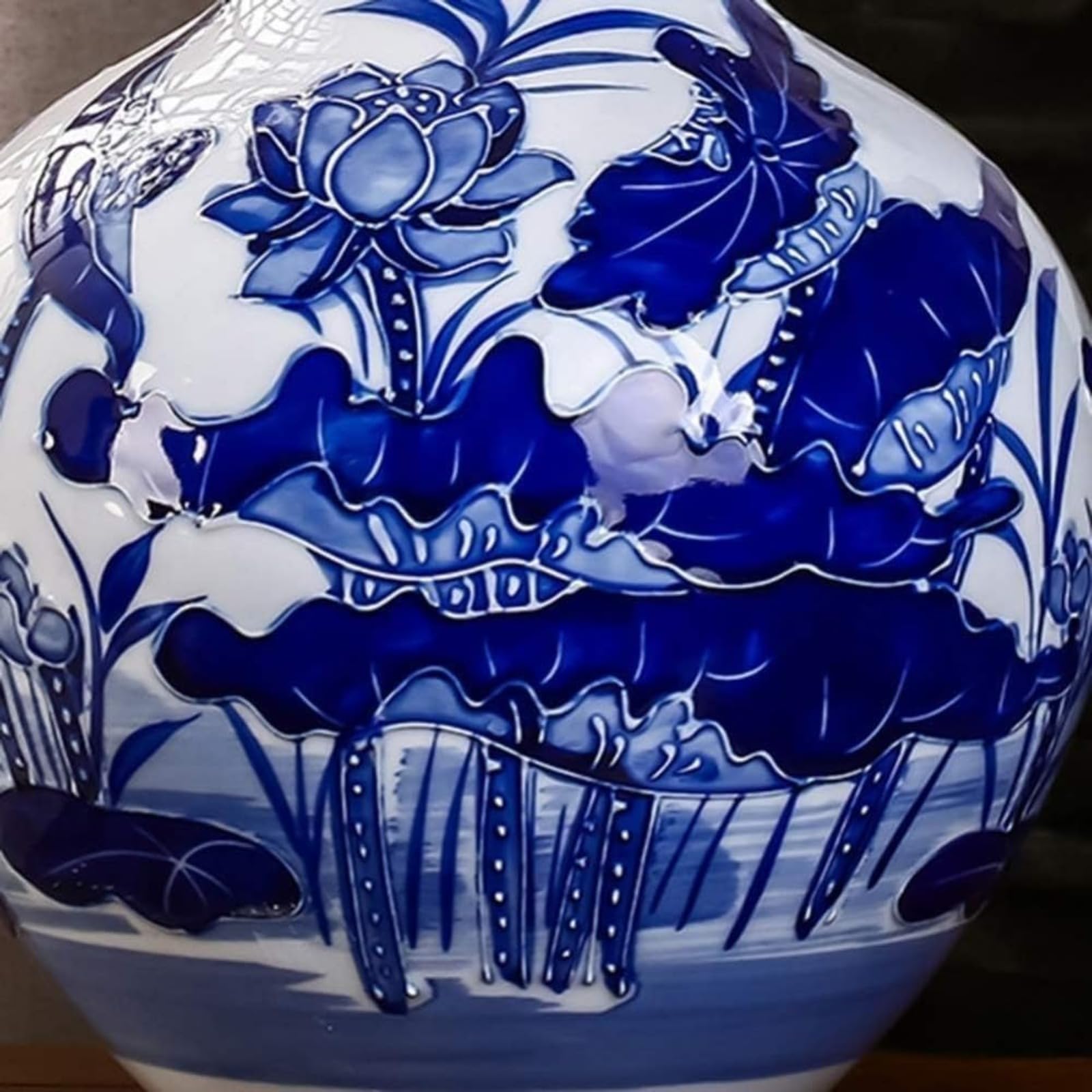 Vase en céramique de style chinois de 35 cm de hauteur pour la décoration de table de salon