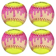 Fastpitch Balls Durable PVC Cover with PU Core, Ice Cream Drip Fastpitch Softball Great for Practice Training Games - Official Size and Weight