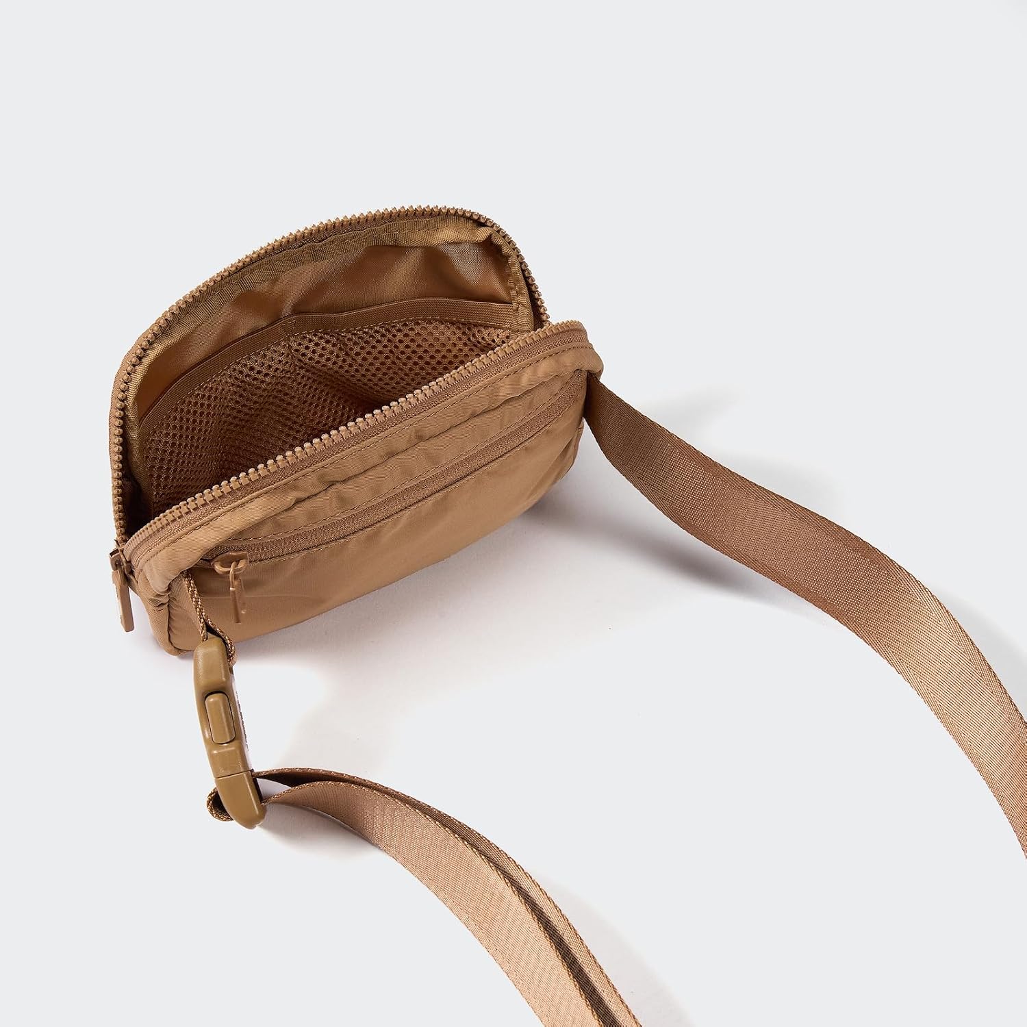 Pander Two Way Zipper Fanny Pack Nylon Everywhere Belt Bag for Women, Water Repellent Waist Packs, Crossbody Bags with Adjustable Strap (Caramel Brown). - Image 5