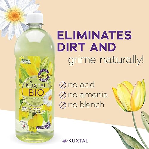 Miniatura 4 de KUXTAL Limpiador líquido para suelos, paquete de 3 (98.90 onzas líquidas), biodegradable y ecológico con ingredientes naturales, elimina el polvo y