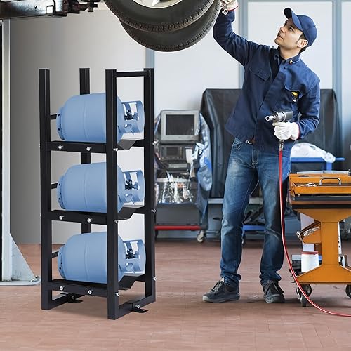 Miniatura 7 de Refrigerant Tank Rack 3x30lb, Stable Refrigerant Cylinder Tank Rack, Cylinder Rack Sufficient Storage for Freon, Gases, Oxygen, Nitrogen, Acetylene