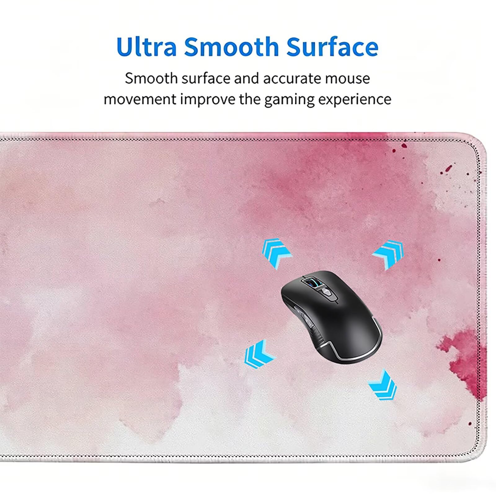 Tappetino Mouse Gaming, 1200x600mm Tappetino Mouse XXL rosa 0c0-211 | Mouse Pad Grande, Ottimizzato per i Sensori da Gioco, Migliora Precisione e Velocità, per Mac e PC, Semplice