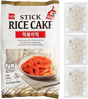 Wang Korean Tteok Rice Cakes – Chewy Cylinder-Shaped Tteokbokki Rice Cakes for Stir-Fry, Soup & More | Gluten-Free & Vegan | Individually Packaged | 21.17 oz