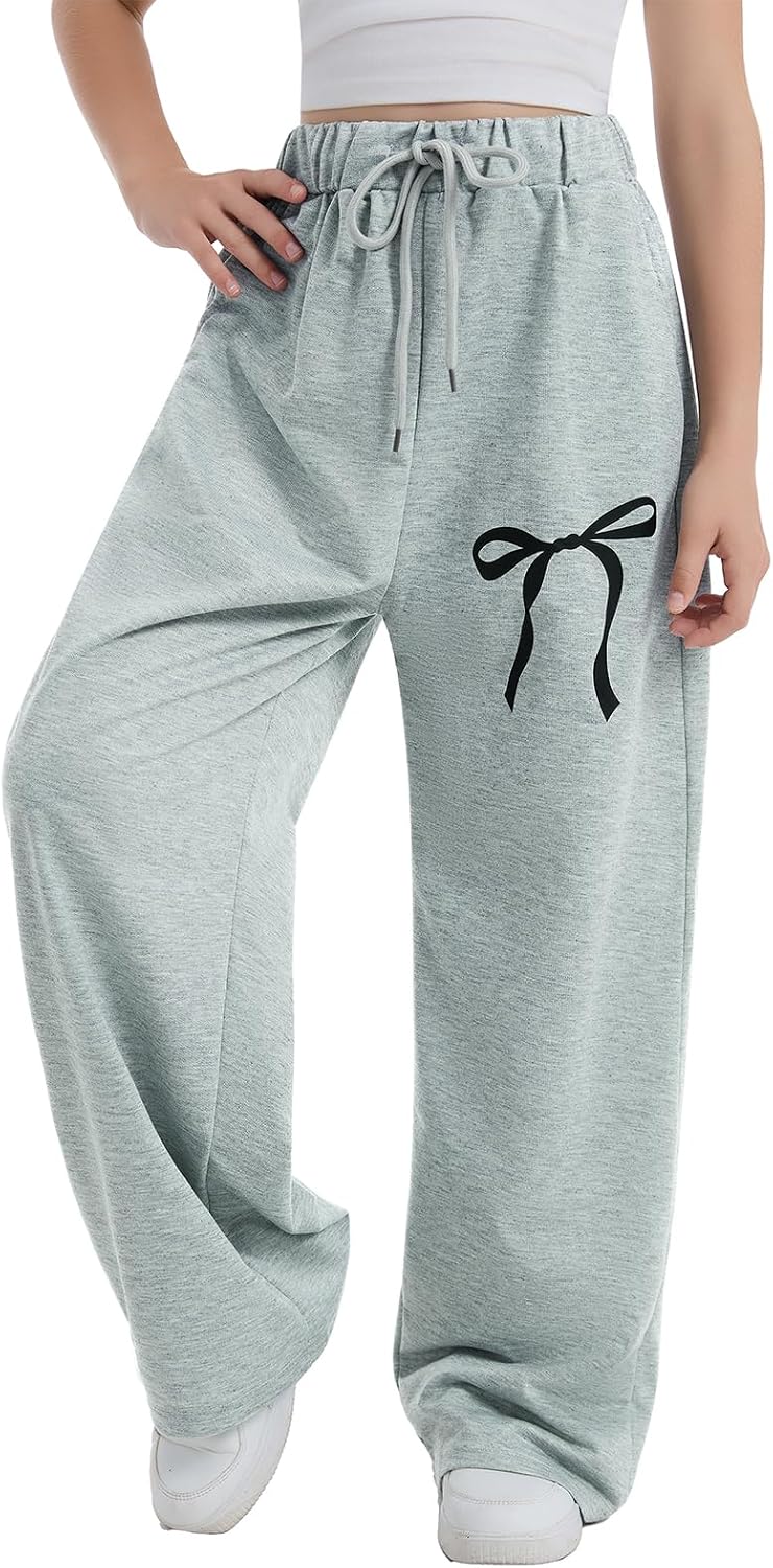Girls Baggy Sweatpants Y2k Wide Leg Pants Drawstring with Pockets