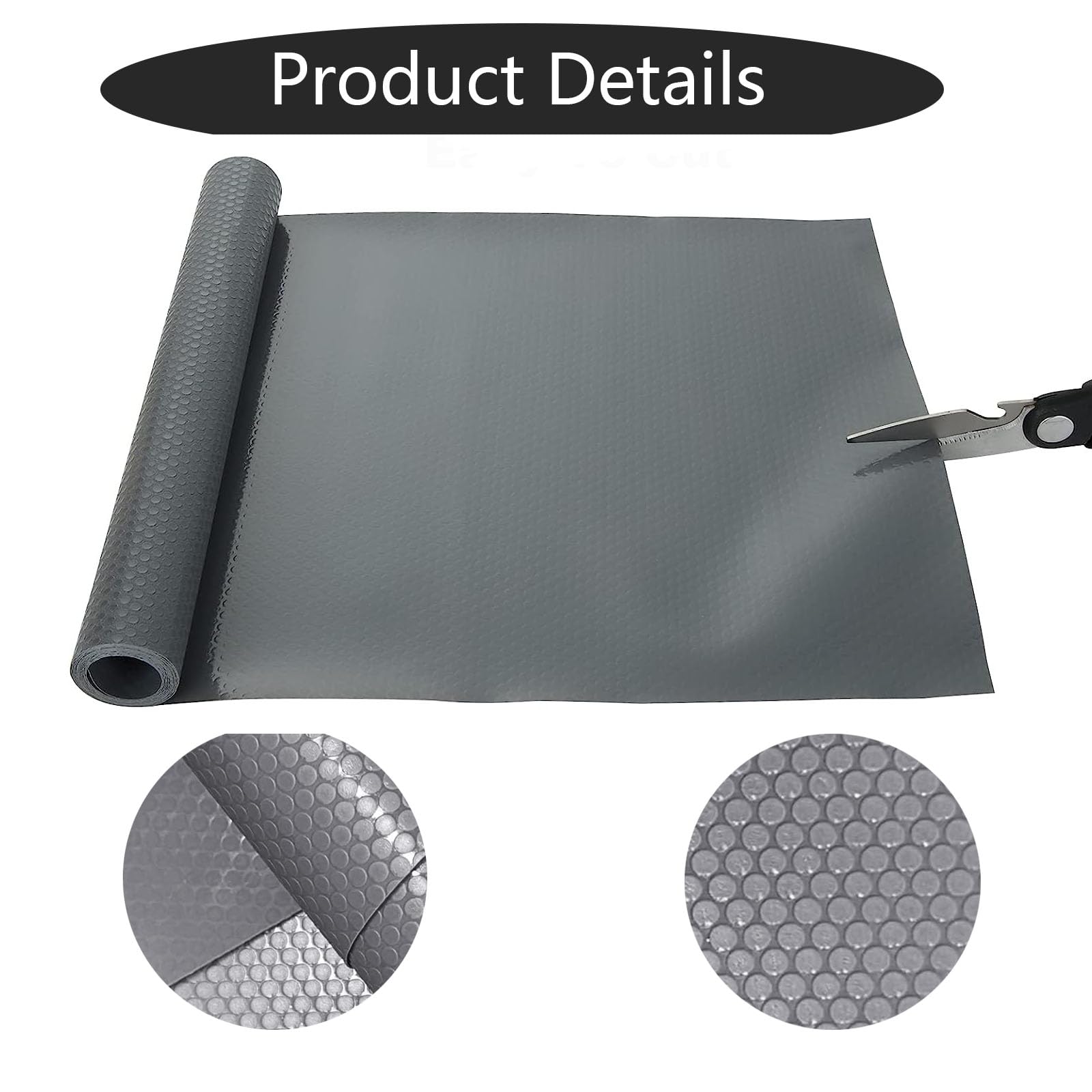 LOLYSIC 6 rotoli di fodere per cassetti, antiscivolo, impermeabili, per mobili da cucina, non adesivi, lavabili in EVA, per cassetti e cassetti, per armadio da cucina (grigio, 30x150 cm per rotolo