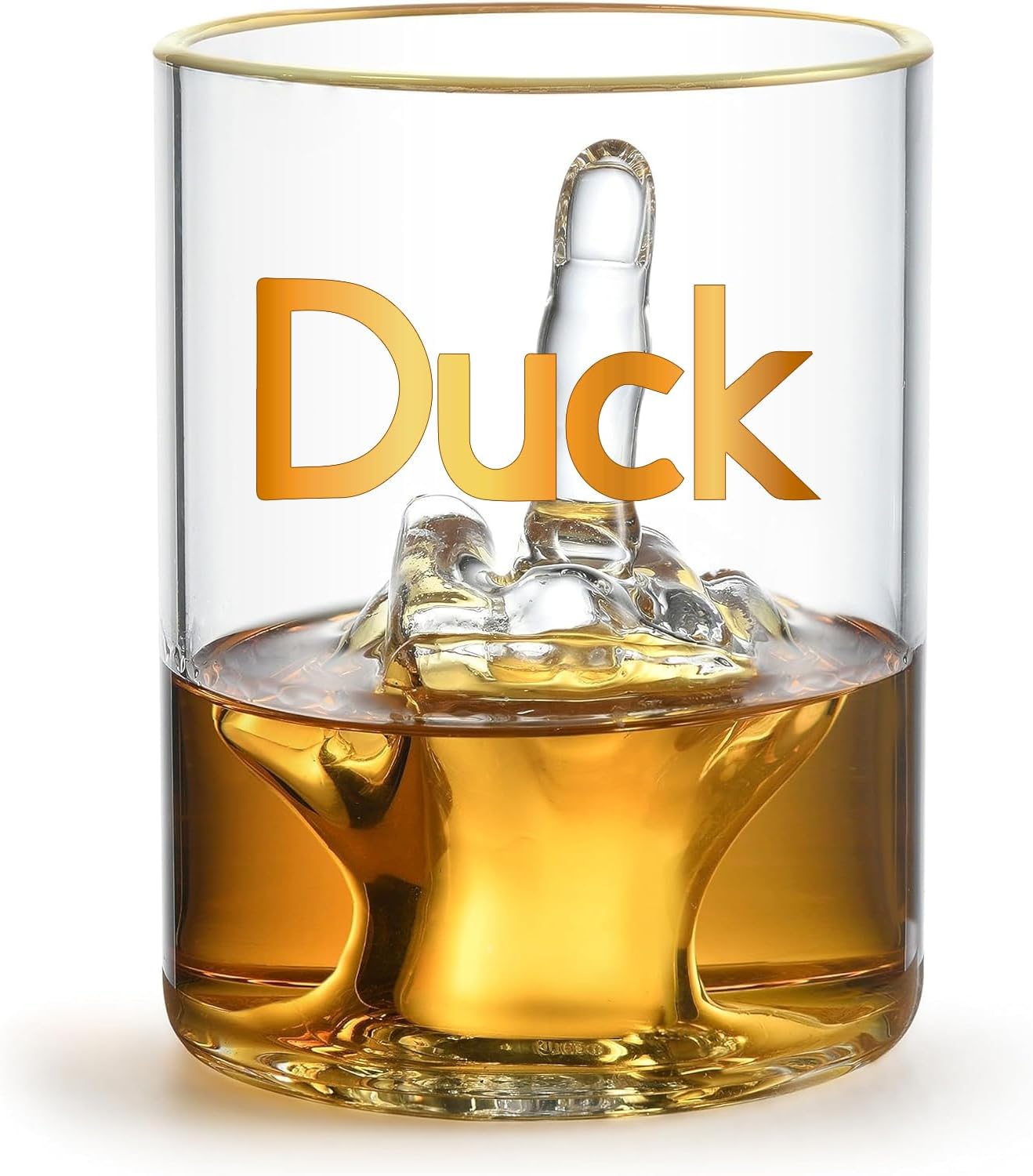 Personalized Middle Finger Funny Whiskey Glass – Premium Up Yours Funny Glass for Whiskey, Liquor – Luxurious Gold Rim – Home Bar Accessories Ideal for Man Cave, Fun Gag Gift Patent-Pending