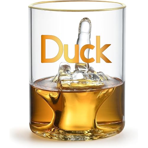 Personalized Middle Finger Funny Whiskey Glass – Premium Up Yours Funny Glass for Whiskey, Liquor – Luxurious Gold Rim – Home Bar Accessories Ideal for Man Cave, Fun Gag Gift Patent-Pending