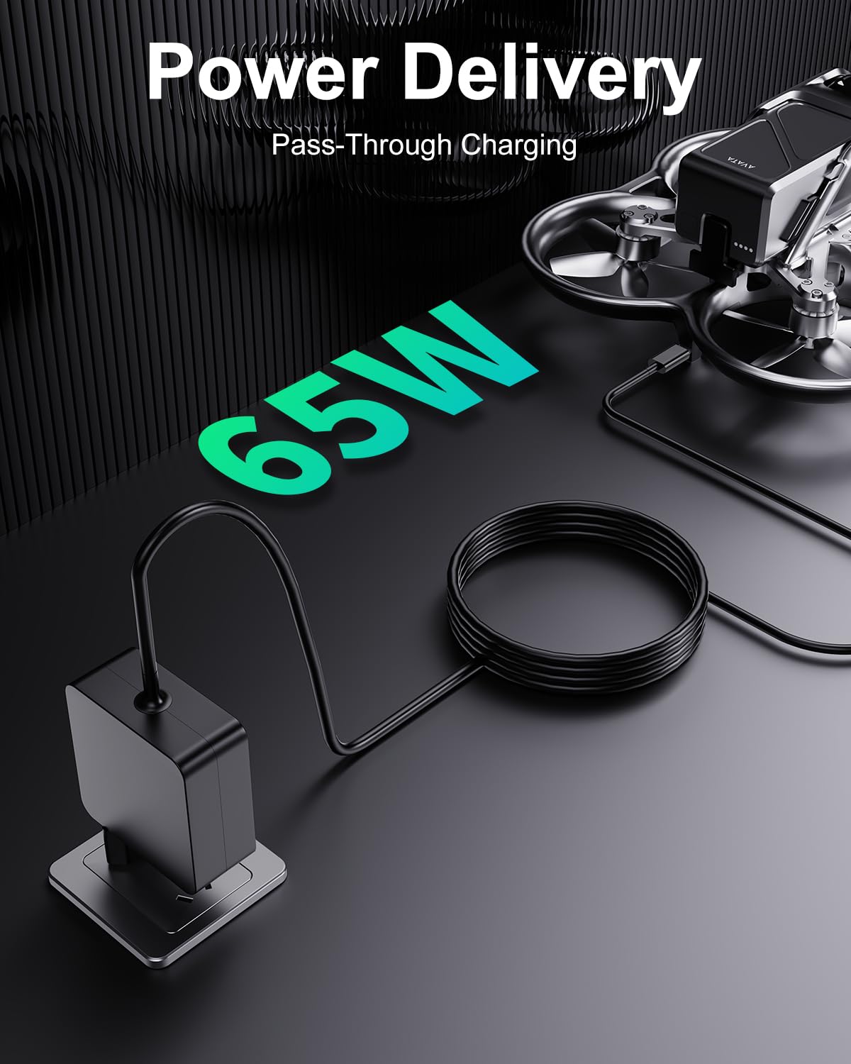 Chargeur USB C 65W pour DJI Neo, Air 3, Air 3S, Mini 4K, 2 SE, Avata 2, Mavic 3, Station de Charge, contrôleur, Osmo Pocket/2/3, Action 3/4/5 Pro, Goggles 2