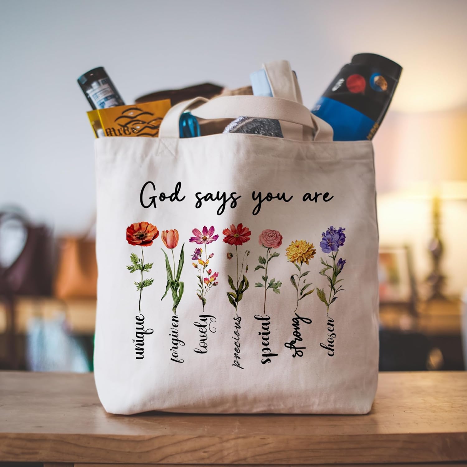 Aesthetic Canvas Bible Tote Bag for Women, Bible Tote Bag for Shopping Grocery Beach - Image 5