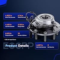 Vista 4 de ECCPP Repuesto compatible con par de 2 conjuntos de cojinete de cubo de rueda delantera 06 07 08 Dodge Ram 2500 3500 1500 4WD 4X4