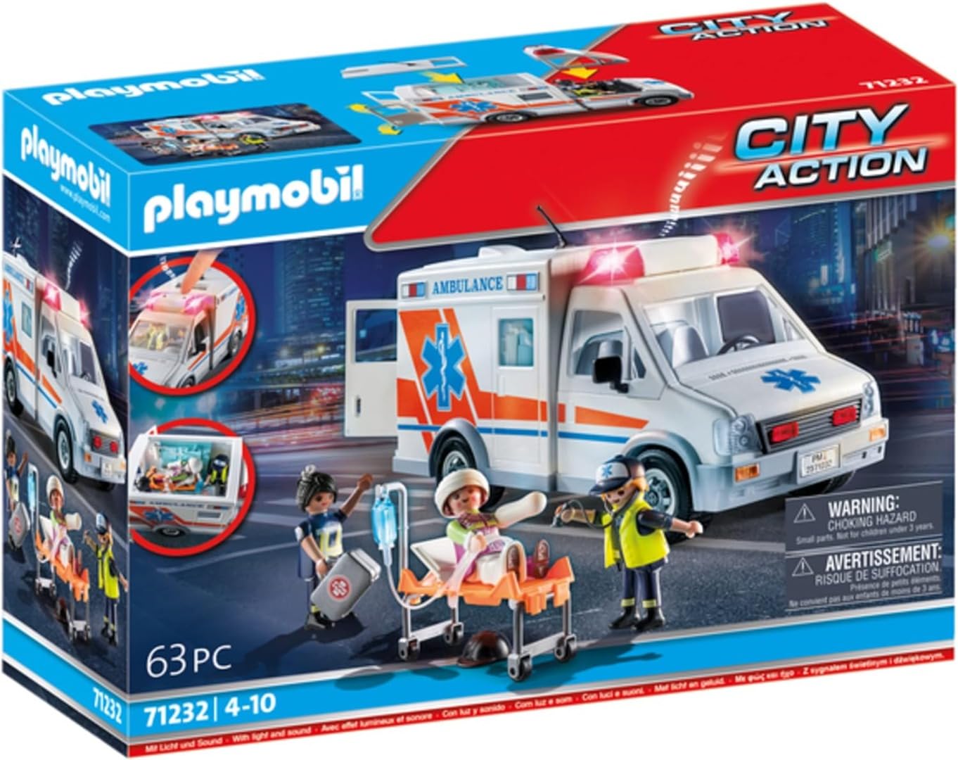 Amazon.co.jp: Playmobil 救急車 アクセサリーとフィギュア3体付き