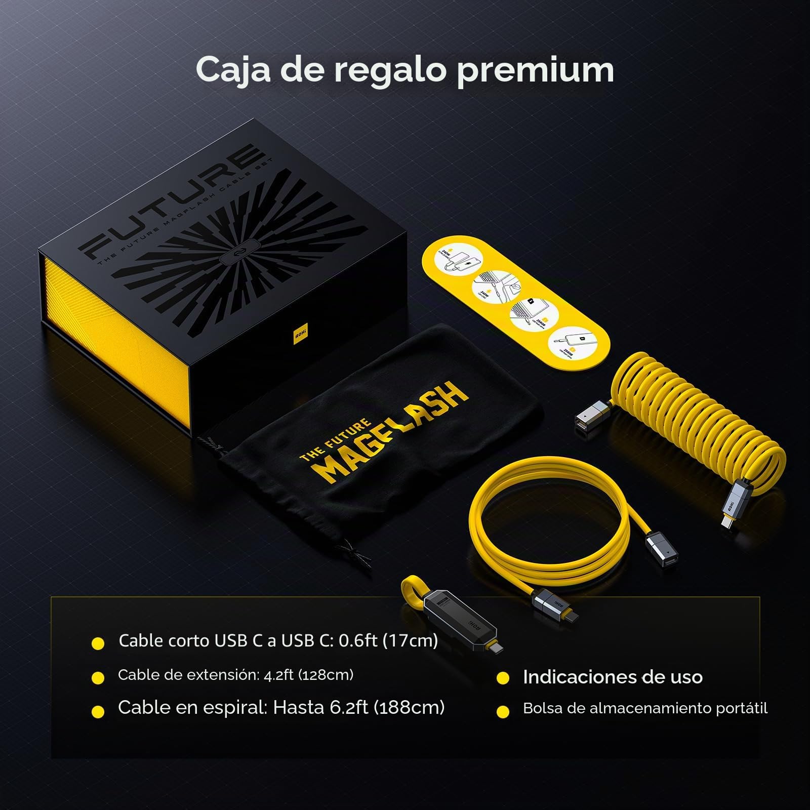 AOHI Spliceable - Juego de cables de carga rápida y almacenamiento de datos 2 en 1, cable USB C PD 3.1 de 240 W con unidad flash USB C de 512 GB, USB 3.2 Gen2 + unidad USB SSD tipo C para MacBook,