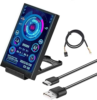 Howay 3.5 Inch IPS USB Mini Screen,PC Temperature Display Computer for AIDA64 CPU RAM Data Monitor Sensor Panel Mini Display Full View USB-C Computer Temp Monitor (C)